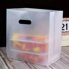 50-Pack Clear Plastic Gift Bags With Handles - Perfect For Salads, Cakes, Pizzas, Bread, Desserts, Cookies - White - View 4