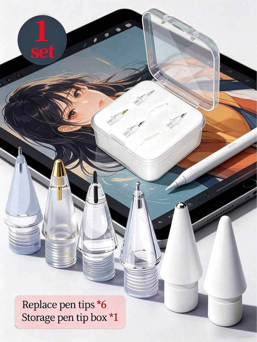 3/4/6/8入替換筆尖，相容於 Apple Pencil 第1/2代，適用於 iPad Pro 筆第1/2代，包含筆尖套、筆蓋及其他配件，適合送給母親、家人和朋友的生日與節日禮物