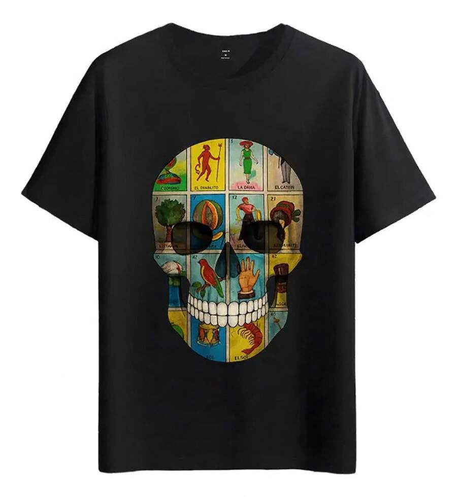 Muscle Freaks Skull Lottery Style T-Shirt - Black - View 1