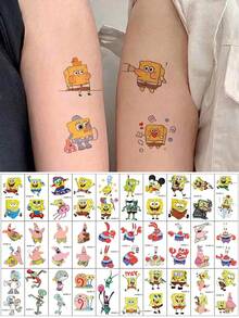 SpongeBob SquarePants 30Pcs Temporary Decorative Stickers Featuring Cute Cartoon Characters And Designs, Perfect As Party Favors And Fun Temporary Tattooss. - View 8