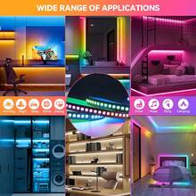 AOEVK LED燈條 WS2812B RGB + IC 每米 144 顆 LED 個別可定址 5V USB 電視同步追色燈，適用室內、節日、牆面裝飾、萬聖節、聖誕節 - WS2812B BLACK Three-Key Controller - 查看 8