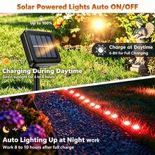 30Pcs Small Solar LED Pathway Lights Outdoor, 32Ft/10M,8 Modes, Solar Garden Lights Waterproof, Multi Color Landscape Stake Lights, In-Ground Yard Lawn Walkway Lights For Patio Backyard Camping Party Garden Decor - Đèn đỏ - Xem 4