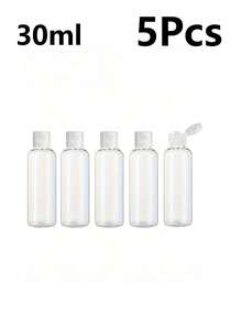 5入 3.4oz 透明圓形肩瓶 附翻蓋蝴蝶帽，旅行空瓶，化妝品樣品分裝容器，旅行瓶，旅行容器，黑色翻蓋小防漏擠壓瓶，適用於洗漱用品、洗髮精、乳液、護髮素、旅行裝化妝品，居家旅行，白色 100ml，便攜配件收納 - 白色 - 查看 15