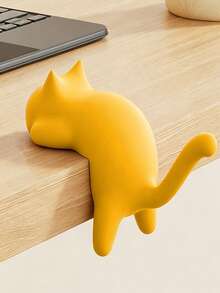 1pc Cute Cat Shaped Desk Hook, No-Drill Self-Adhesive Bag Hook, Strong Load-Bearing Multi-Functional Storage Organizer, Student Office Dorm Backpack Key Data Cable Storage Essential, Cute Animal Shaped Student Office Dorm Must-Have, Suitable For Carrying And Daily Use - Cat - View 12
