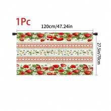 1pc, Home Decor, Strawberry Pattern Printed Table Skirt, Kitchen Small Curtain, Kitchen Cabinet Cover, With Curtain Holes, Easy To Hang, Rectangular, Machine Woven, Machine Washable, Kitchen Decoration And Accessories, Perfect For Kitchen Cabinets And Home Decor - Multicolor - View 16