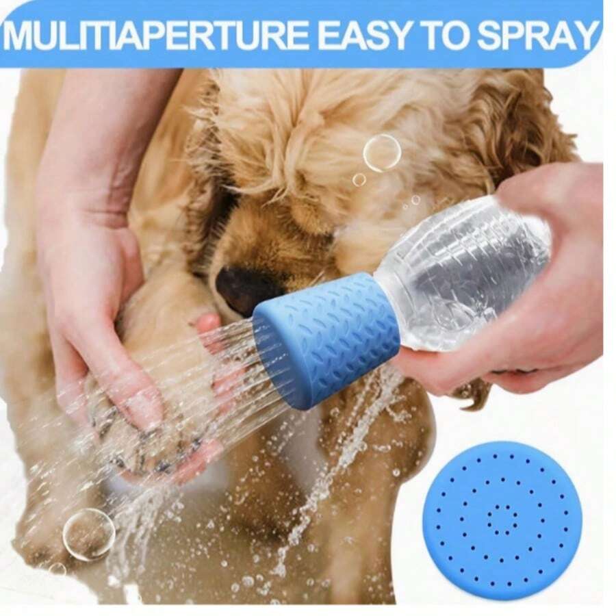 Portable Silicone Pet Shower Head, Silicone Sprayer Fits Most Water Bottles, Durable And Reusable, Portable Dog & Cat Washing Tool For Outdoor Use, Non-Slip Grip, Easy To Operate - Multicolor - View 1