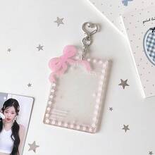 INS Style Girly Transparent Acrylic Bow Card Holder, Idol 3-Inch Star Fan Photo Card Display Holder Student Pendant Protective Card Sleeve - Multicolor - View 11