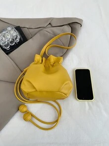 1pc This Stylish Solid-Color Bucket Bag, A Uniquely Designed Crossbody Bag, Is A Versatile Commuting Accessory And The Perfect Gift For Teenagers. - Multicolor - View 7