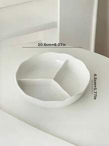 1pc Minimalist Cream Style Ceramic Plate, Single Person Serving Plate, Fruit Plate, 3-Compartment Main Dish Divider Plate - Multicolor - View 9