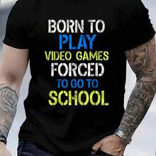 Cotton Born To Play Video Games Shirt Funny Video Gamer Gift Gaming T-Shirt Wo's 's Graphic Tee Causal Tops Fashion hirt Short Sve T-Shirt - Negro - Ver 1