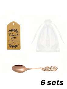 Customize 6 Sets Of Rose Tea Spoon Gift Sets, Including Cards, Spoons, And Gauze Bags, Hotel Wedding Desktop Gifts, Suitable For Restaurants, Weddings, Birthdays, And Graduation Parties - Multicolor - View 8