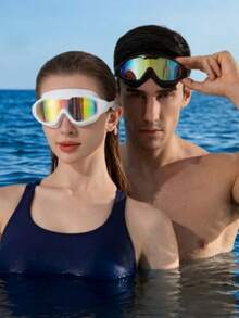 2pcs/1pc/Large Frame Swimming Goggles, Ultra Clear Vision Anti-Fog, Adult Swimming Goggles, Suitable For Various Swimming Activities - White - View 3