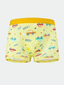 4pcs/Pack Boys' Cartoon Vehicle Printed Comfortable Soft Boxer Briefs - Multicolor - View 2