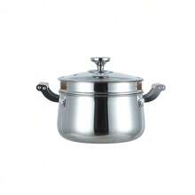 2-Tier 12.6 Inch/32cm Stainless Steel Steamer Set, Stainless Steel Stockpot Steamer With Lid, Wooden Handle Multi-Function Cooker, Suitable For Induction And Gas Stove, No Coating, Easy To Clean - View 12