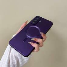 磁吸相容 Galaxy A57 A37 A56 A36 A27 A26 A16 A17 A06 A07 S25 FE S26 手機殼 [內建相機鏡頭保護蓋] 纖薄柔軟矽膠防震保護殼 金屬光澤軟殼適用 S26 Ultra S25 Ultra S24 Ultra - 深紫色 - 查看 8