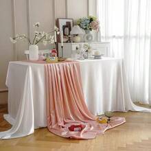 1pc Multicolor Satin Tablecloth Wedding Decoration Tablecloth Party Decoration Tablecloth - White - View 6
