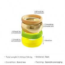 1/4pcs Minimalist Versatile Exaggerated Thick Colorful Resin Bangle Bracelet Set, Stackable, Elegant, Suitable For Daily Wear - Multicolor - View 6