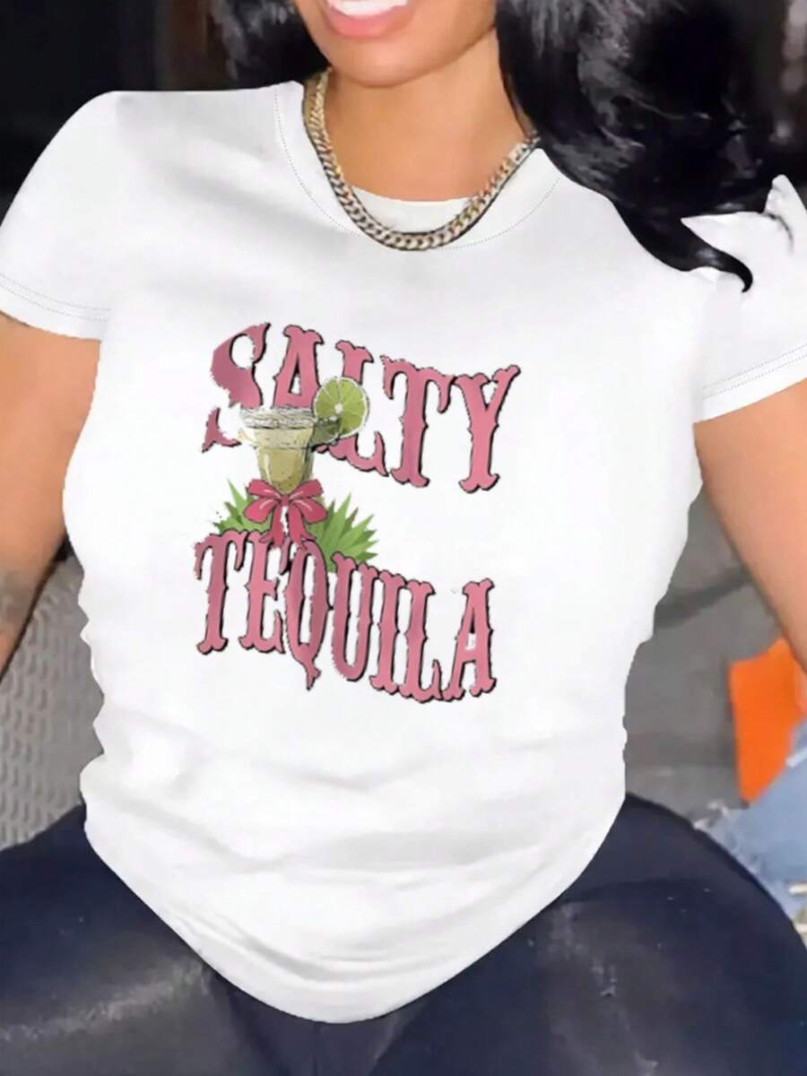 Camiseta Casual de Manga Corta para Mujeres 1 Pieza 100% Algodón Pesado - Cuello Redondo Cómodo, Camisetas Suaves y Adorables - negro - Ver 1
