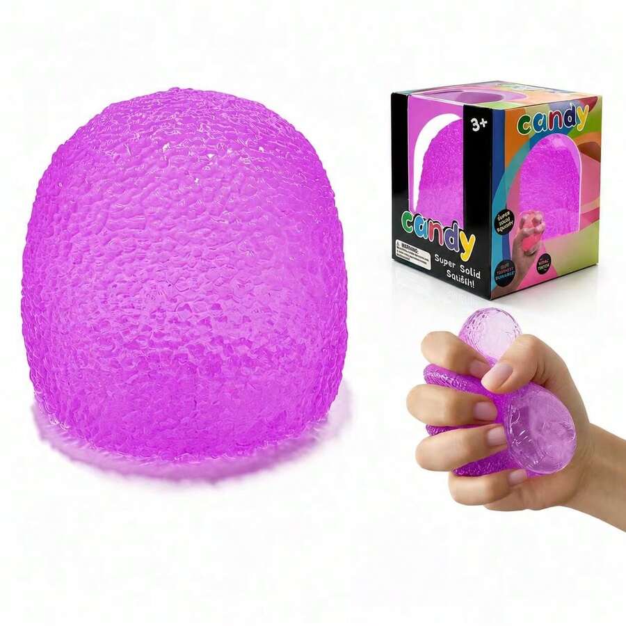 Cute Candy Squishy Toy, Jelly Sugar Ball Stress Relief Fidget, Soft Squeeze Sensory Toy For Kids & Adults, Kawaii Mochi Squishy Desk Toy, Anxiety Relief Hand Toy, Party Favor, Cute Candy-Inspired Decompression Toy. - Candy(Purple) - 查看 1