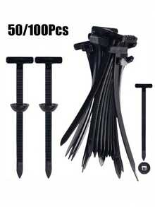 50/100入通用型紮線帶扣－重型側扣式自鎖紮帶，抗UV塑料線纜固定扣，適用於汽車、電氣及日常維修 - 多色 - 查看 1