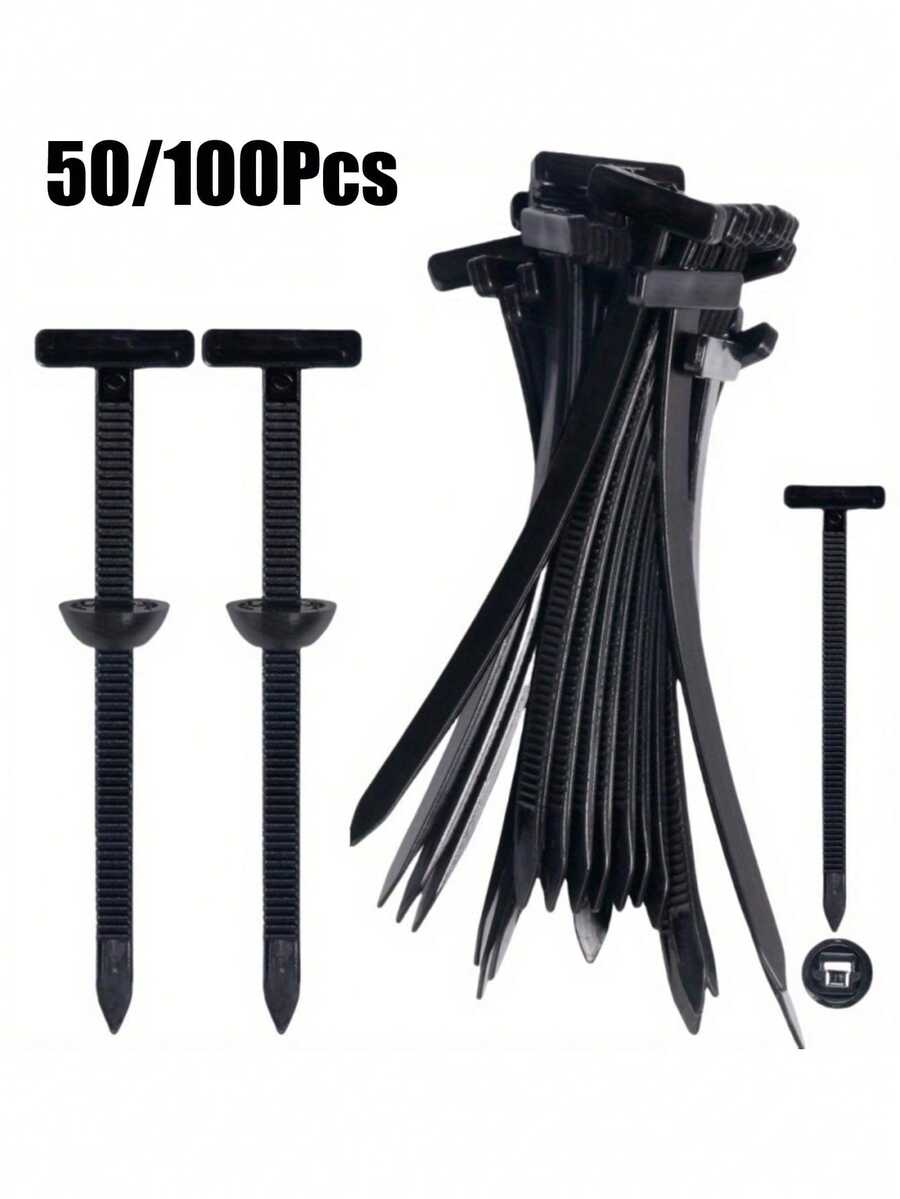 50/100入通用型紮線帶扣-重型側扣式自鎖紮帶,抗UV塑料線纜固定扣,適用於汽車、電氣及日常維修 - 多色 - 查看 1