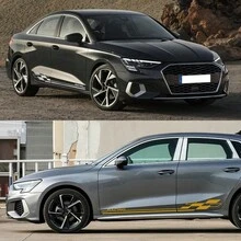汽車側門貼紙賽車條紋外飾汽車配件 適用於 Audi A3 8V 8P 8Y 8L 轎車 S3 TFSI Sportback RS3 Limousine TDI - 汽車貼紙 - 查看 5