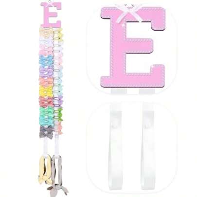 Letter Bow Holder Hair Bow Organizer, Ribbon Hair Clips Storage Hair Bows Hanging Baby Headband Holder Hair Accessories Organizer Display Decors Baby Nursery Toddler Girls Room-A