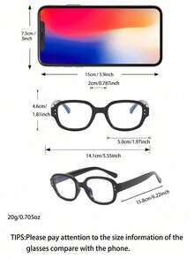 1pc Square Small Frame Glasses - Fashion Transparent Lens Glasses Frame, Retro Style And Personalized, Small And Simple Design - Multicolor - View 3