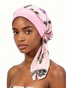 1 pieza Pañuelo de cabeza estilo bohemio con estampado floral de plumas, pañuelo de cabeza antideslizante con forro de satén suave y estampado floral con lazo ajustable en la parte posterior, accesorio para la cabeza de tela suave para mujer, gorro de hijab islámico preatado, adecuado para uso diario y quimioterapia, accesorio para la cabeza de quimioterapia para mujer, gorro de quimioterapia ligero de verano con pañuelo, diadema de moda suave y sedosa - color - Ver 13
