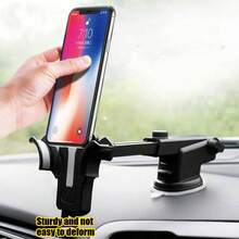 Soporte para teléfono de coche, soporte universal de ventosa para salpicadero y parabrisas, rotación de 360°, bloqueo automático por gravedad, soporte de navegación antideslizante de fuerte adherencia, compatible con todos los teléfonos inteligentes, negro - A - Ver 2
