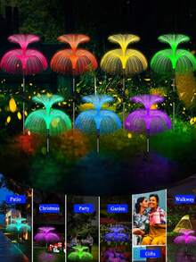 Lampu Hias Ubur-ubur Tenaga Surya - Lentera Satu/Dua Lapis, Lampu Taman Tenaga Surya Luar Ruangan Tahan Air IP65, 7 Warna Variabel, Lampu Ubur-ubur Tenaga Surya untuk Jalan Setapak, Lampu Berubah Warna untuk Liburan, Dekorasi Natal Meriah - MultiWarna - View 7