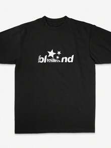Unisex Cotton Graphic T-Shirt, Y2K Streetwear Summer Top, Relaxed Style, Great Gift For Father's Day. - Black - View 1