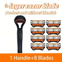 Men's 6-Layer Razor Set, Includes 24/20/16/12/8/4 Reusable Blades - Comfortable And Smooth Shaving Tool - Multicolor - View 5