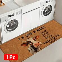 1pc, Home Decor, Funny Cow Pattern Print, Linen Kitchen Rug, Kitchen Mat, Floor Mat, Bathroom Mat, Door Mat, 3D Print Rectangular, Suitable For Living Room, Bedroom, Hallway, Bathroom, Laundry Room - Polyester Rug, Suitable For Indoor And Outdoor Home Decor - Multicolor - View 18