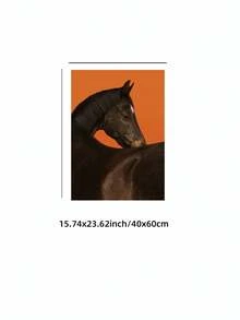 1pc Frameless Modern Black Horse Portrait Wall Art Print, Bold Orange Background Equine Canvas Poster, Minimalist Animal Photography Wall Decor For Living Room Bedroom,Decoration Bedroom, Prints For Wall, Posters, Vintage Decor,Best Gift Choice - Horse - View 12