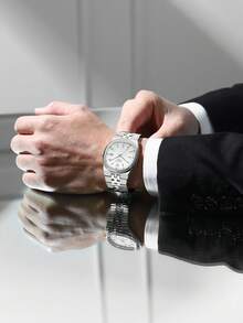REWARD Men's Quartz Watch Business Fashion Style Calendar Display Luminous Hands Multi-Function Wristwatch High Quality Gift Classic Design Stainless Steel Band - Silver - View 7