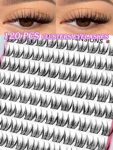 MAANGE 120pcs Natural Cartoon Style Cluster False Eyelashes, Cartoon Tapered End Design, Easy To Apply, Ideal Gift For Women - D - View 6
