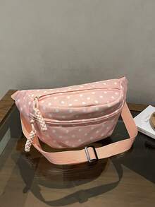 Bolso bandolera de nailon de moda, bolso de hombro de unicolor, bolso de hombro casual para mujer, adecuado para deportes al aire libre, bolso de cintura de estilo universitario para el prim - Rosa - Ver 9