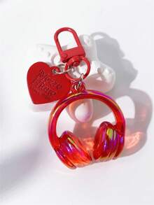 1pc/6pcs Creative Unique Fashion Casual Style Letter Heart Metal Plated Acrylic Transparent Colorful Headphone Shaped Keychain Bag Charm Phone Key Accessory, Small Gift For Friends Couples Besties, Music Lover Accessory - Headphones Heart - View 11