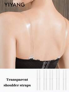 YIYANG 10/5/1 Pair Transparent Invisible Panties With Detachable Adjustable Shoulder Straps, Elastic Silicone Anti-Slip Body-Hugging Lingerie Accessories, Summer Essential Shoulder Straps - Clear - View 7