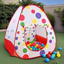 Tienda de campaña infantil de 4 piezas con lunares rojos, adecuada para niños y niñas, interior/exterior, casa de juegos temática de juego de rol para niños, casa de juegos interior/exterior, tiempo de juego de imaginación, mejor regalo de cumpleaños y vacaciones - Rojo - Ver 1