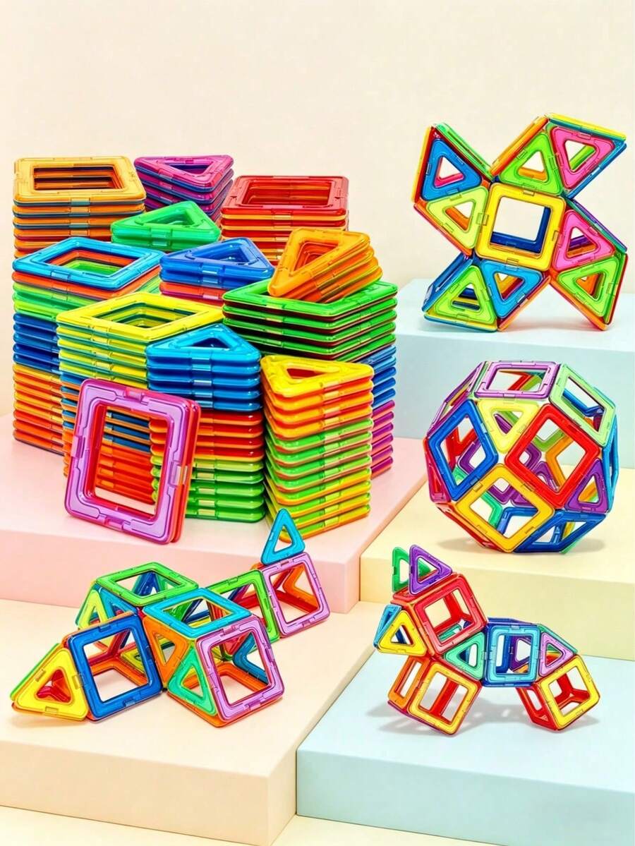 Magnetic Tiles Building Set, Creative 3D Stacking Toy, Suitable For Toddlers - Multicolor - View 1