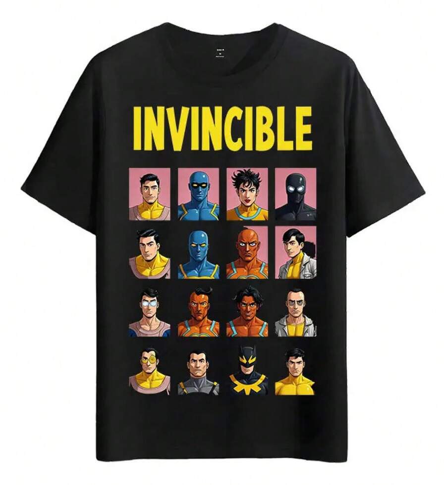Camiseta Muscle Freaks Invincible Estilo Héroes Arte de Cómics para Fanáticos - Negro - Ver 1