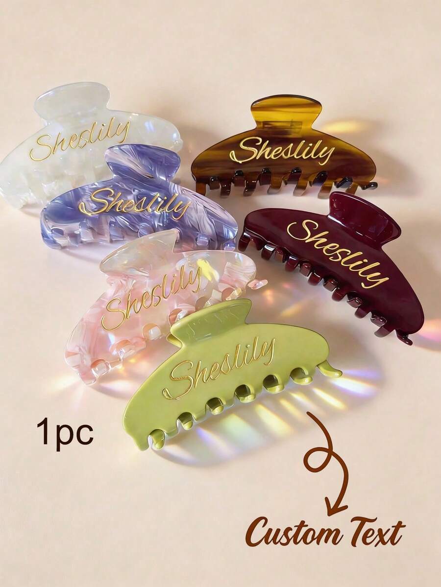 Kẹp tóc càng cua acrylic khắc tên tùy chỉnh, kẹp tóc càng cua khắc chữ cá nhân hóa, 1 chiếc kẹp tóc lớn cho nữ, quà tặng phù dâu - Nhiều màu - Xem 1