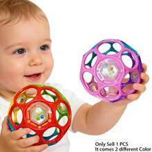 1pc Baby Handheld Ball-Shaped Rattle Toy, Hollow Structure, Sensory Rattle Toy For Grasping And Motor Skill Development, Halloween Christmas New Year Gift - Multicolor - View 4