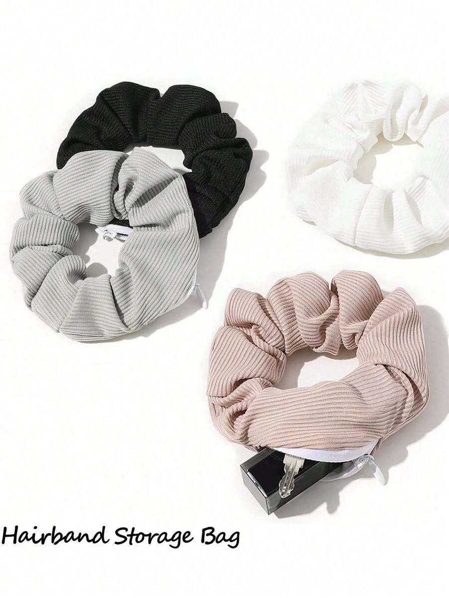 Fashionable Sequin Scrunchie With Hidden Zipper Pocket, Suitable For Daily Casual Wear, Can Store Keys, Coins, Lipstick And Other Small Items, Bohemian Style Fashion Accessory, Luxurious Texture