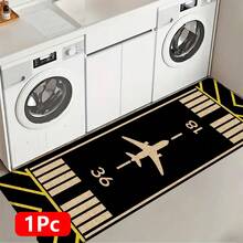 1 pieza, Decoración del hogar, Estampado de patrón de avión, Alfombra de cocina de lino, Tapete de cocina, Tapete de piso, Tapete de baño, Tapete de puerta, Impresión 3D rectangular, Adecuado para sala de estar, dormitorio, pasillo, baño, lavandería - Alfombra de poliéster, Adecuado para decoración del hogar interior y exterior - Multicolor - Ver 16