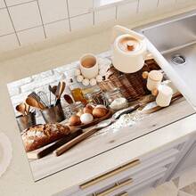 1pc Dish Drying Mat, Coffee Machine Mat, Printed With Baking Bread, Flour, Kitchen Utensils Patterns, Durable Polyester Fiber Absorbent Mat, Suitable For Dining Table, Cafe And Other Scenes, Multi-Purpose Drainage Mat, Home Gift, Tabletop Decor - XYLSD-461 - View 6