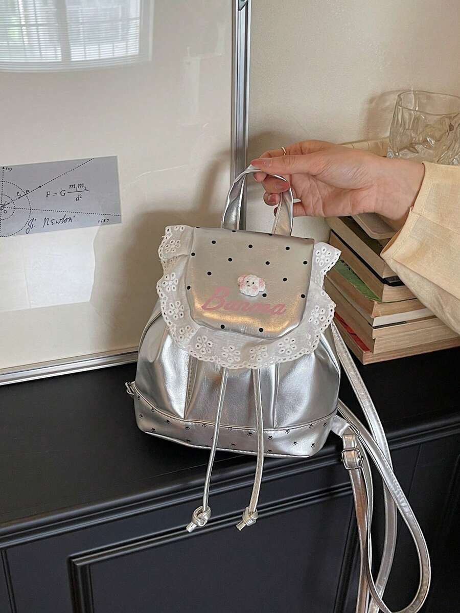 Polka Dot Fresh Style Backpack New Niche Design Sweet Ruffle Fashion Minimalist Backpack - Multicolor - View 1