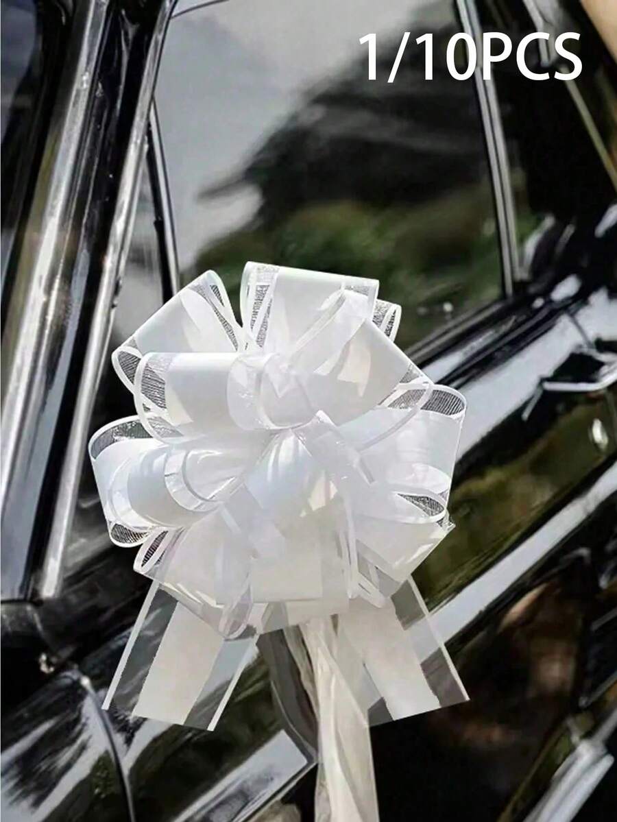 1/10件裝婚禮車飾蝴蝶結、荷葉邊禮品包裝緞帶，粉色/白色/紅色婚禮車門裝飾緞帶、婚禮裝飾緞帶、樓梯裝飾緞帶、把手裝飾、婚禮禮品裝飾蝴蝶結，適用於婚禮桌椅裝飾、禮品裝飾、包裝盒或花卉裝飾、週年紀念禮品裝飾